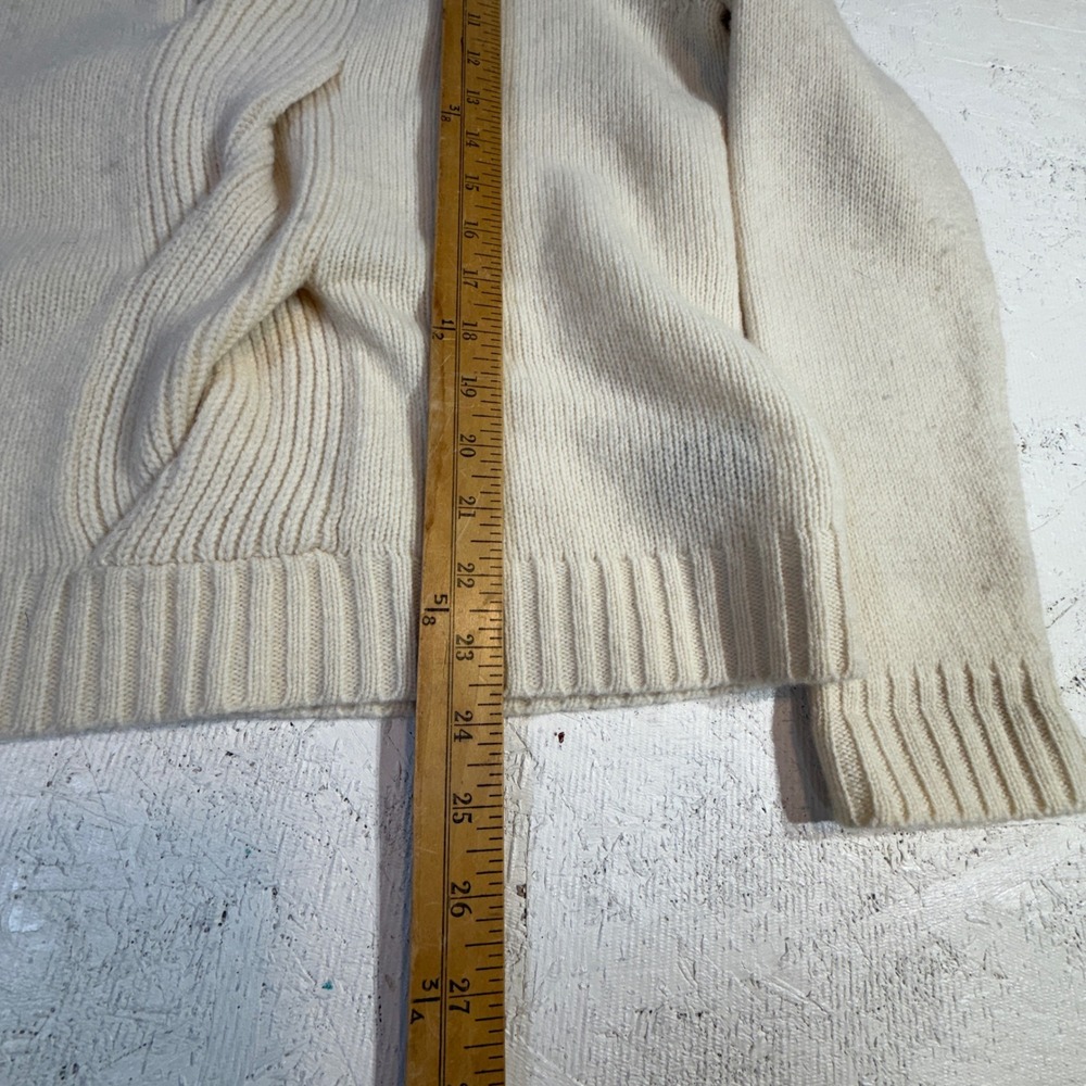 Lauren Ralph Lauren Lambswool Cable Knit Sweater Large Cream Shawl Neck Pullover - Picture 7 of 11